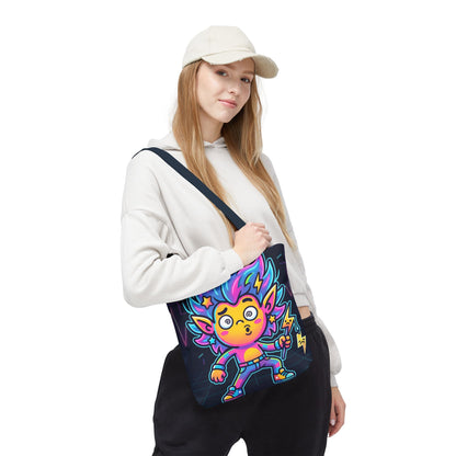 Neon Electric Tote Bag - Colorful Cartoon AOP Shoulder Bag