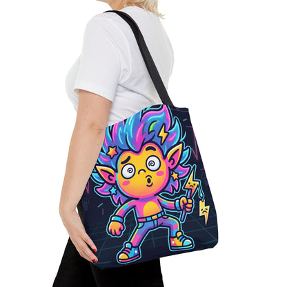 Neon Electric Tote Bag - Colorful Cartoon AOP Shoulder Bag
