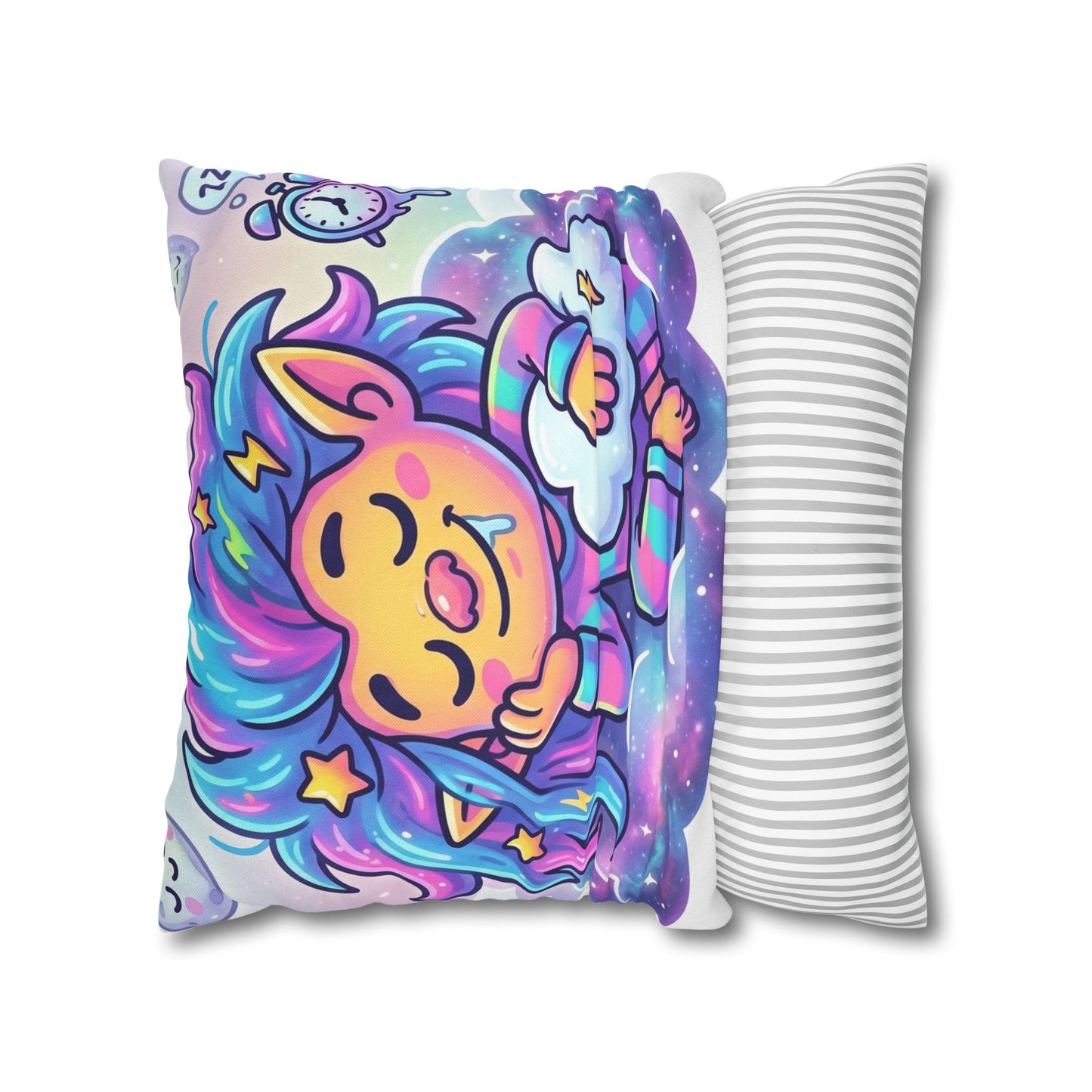 Cute Dreamer Throw Pillow — Colorful Sleeping Design