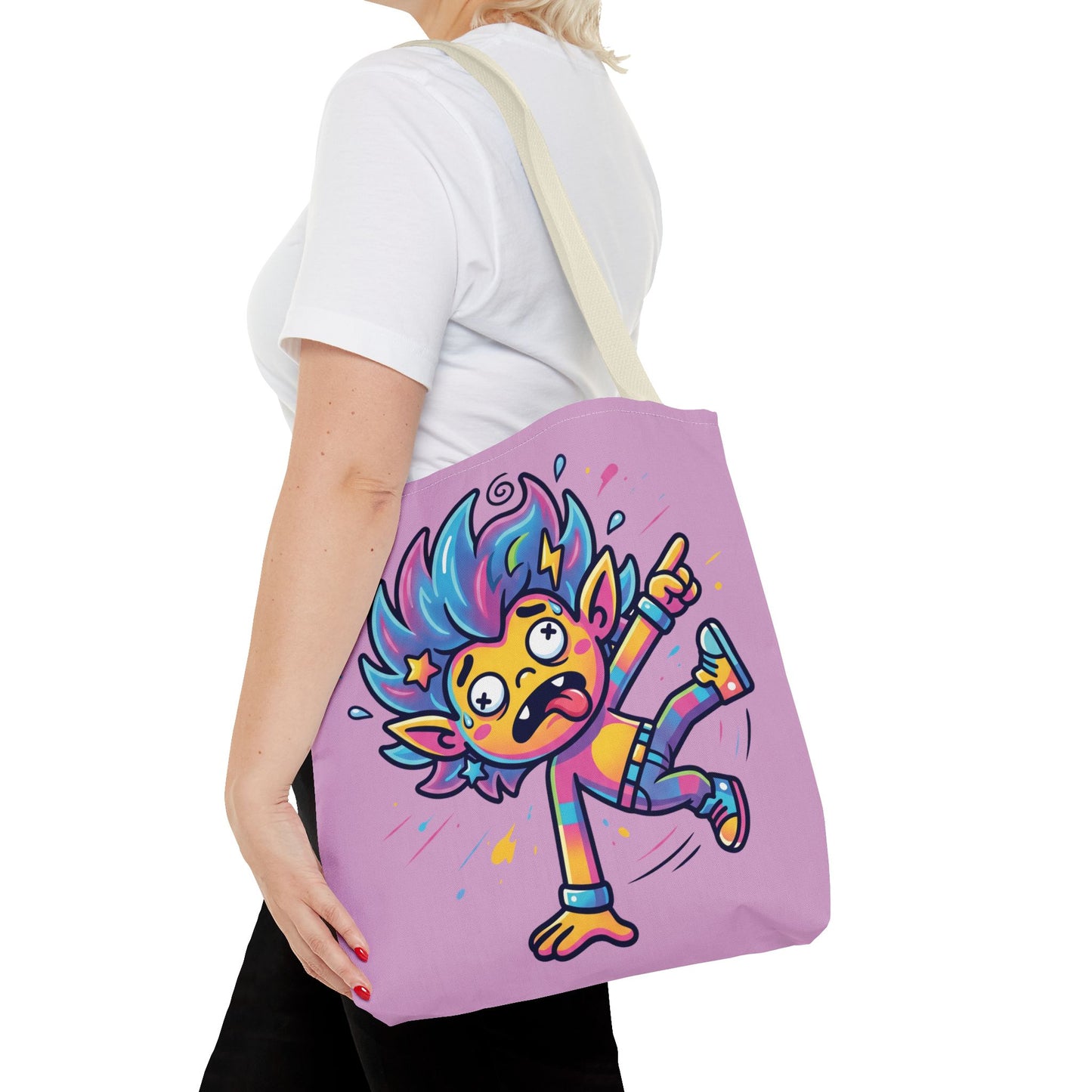 Lightning Pink Tote Bag — Cute Rainbow Cartoon Character AOP Tote