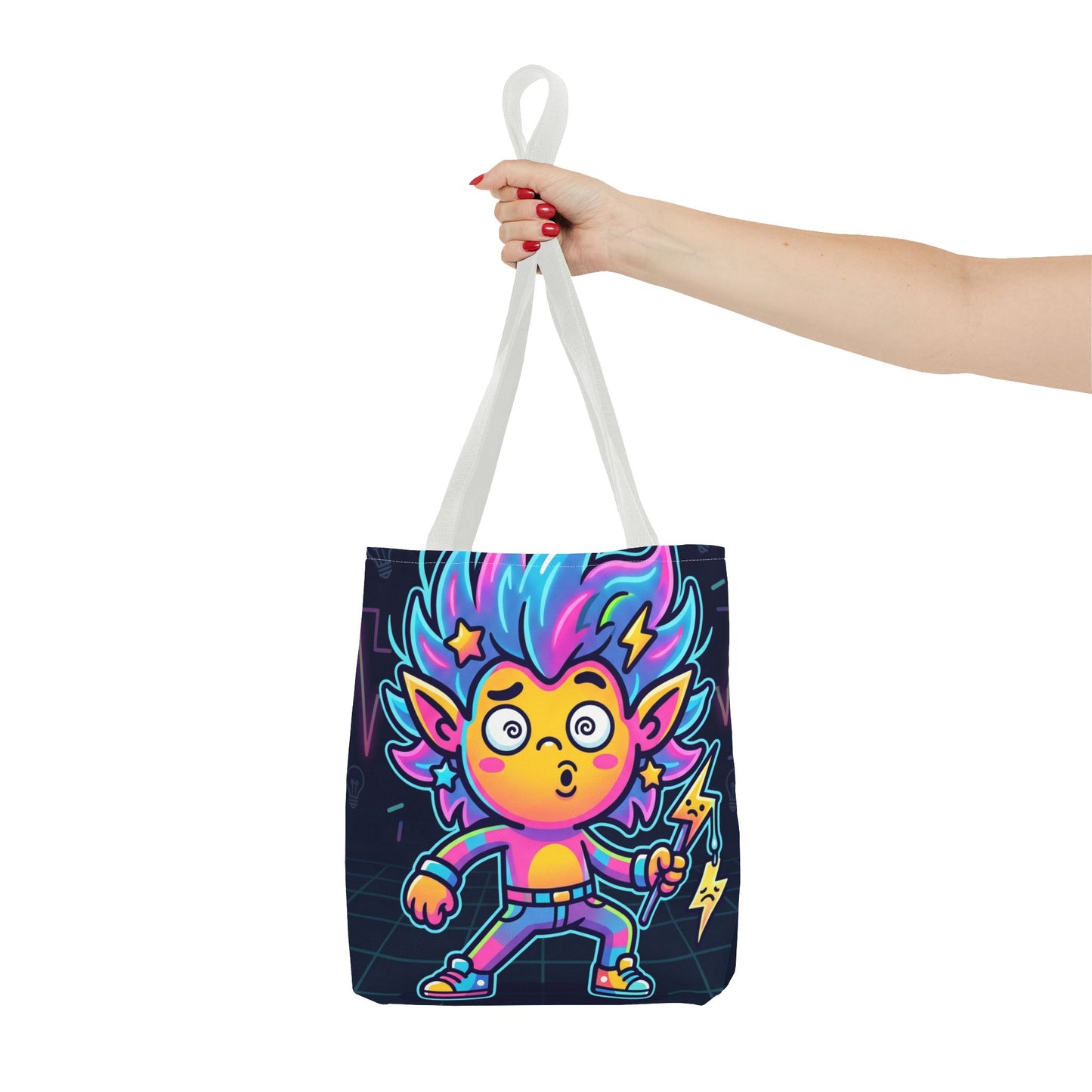 Neon Electric Tote Bag - Colorful Cartoon AOP Shoulder Bag