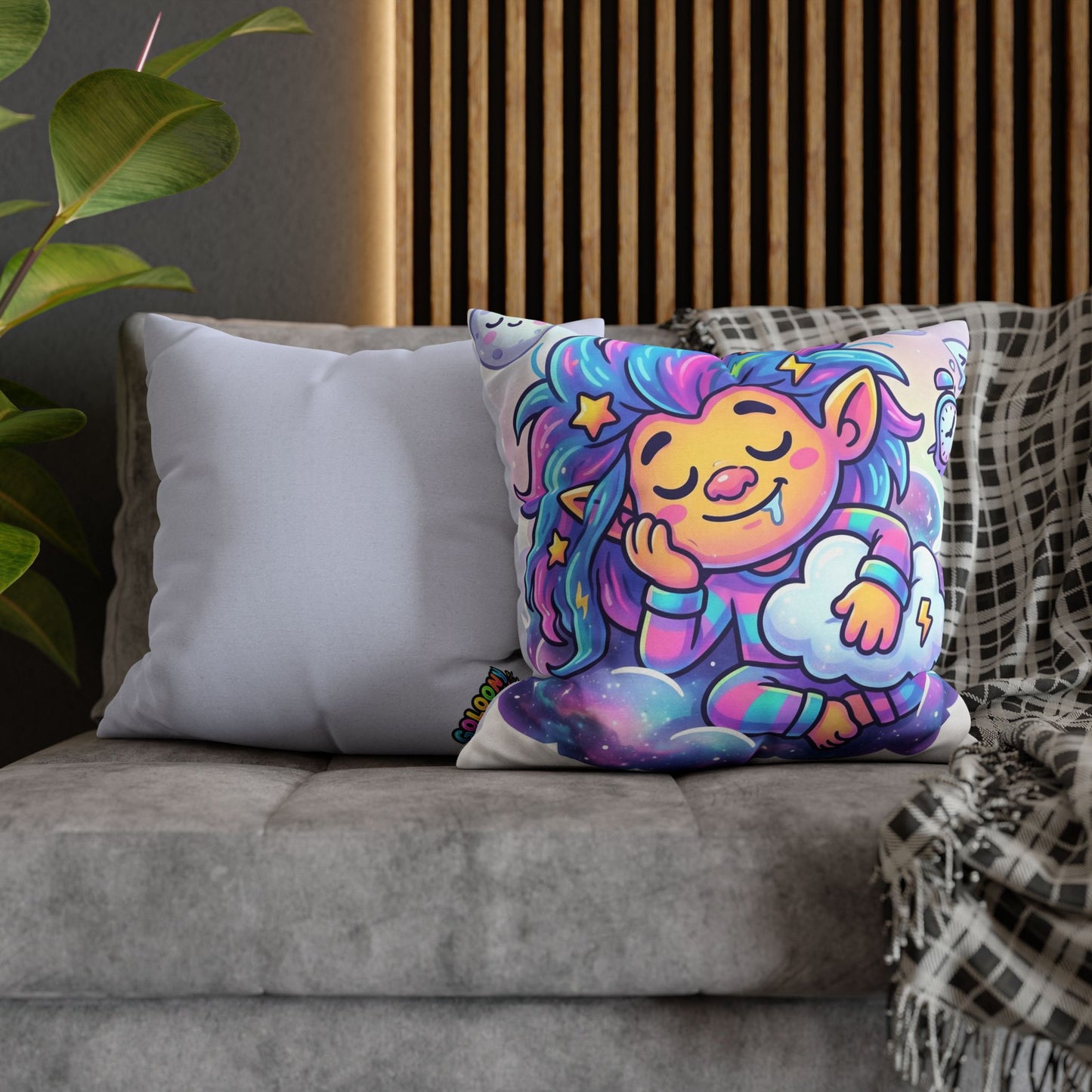 Cute Dreamer Throw Pillow — Colorful Sleeping Design