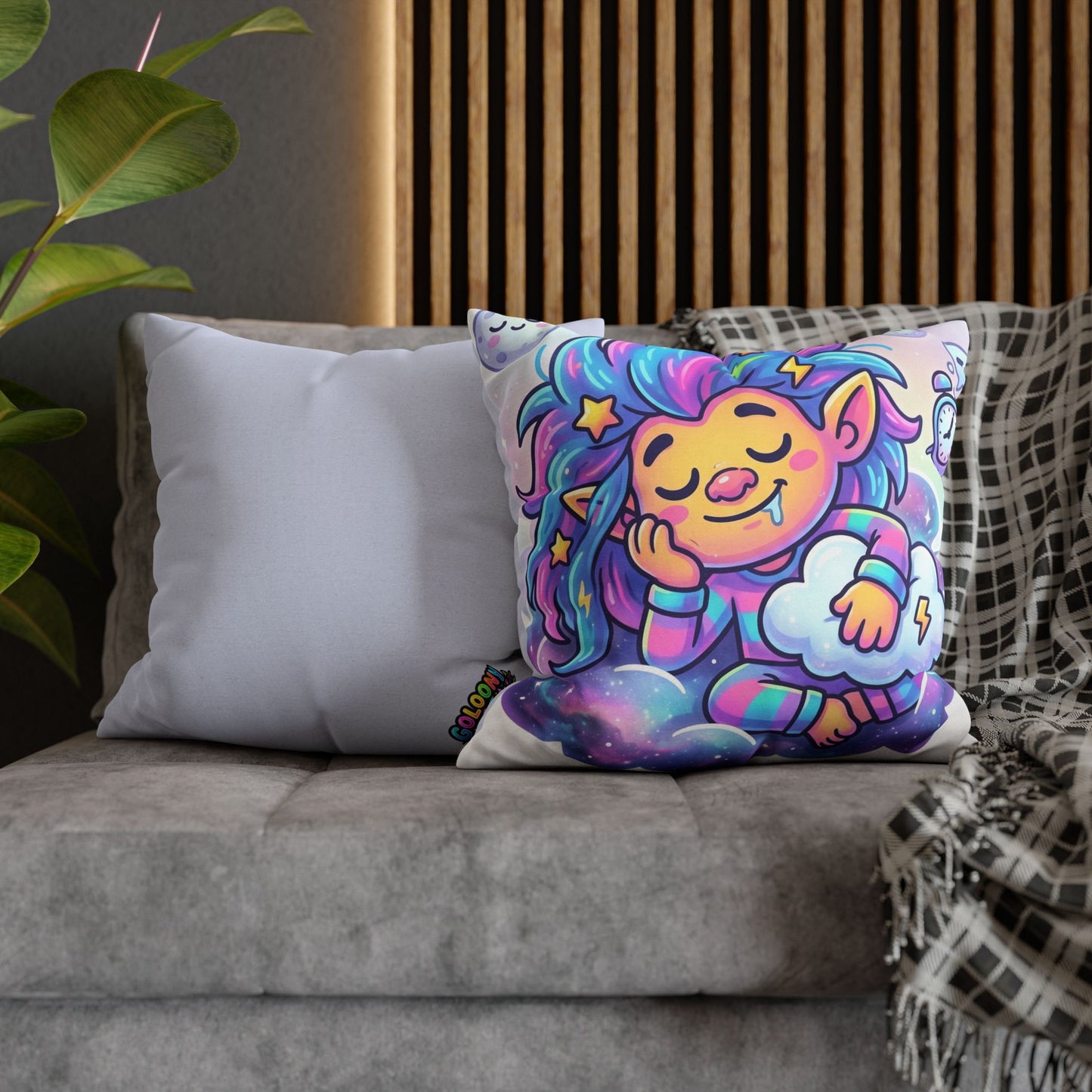 Cute Dreamer Throw Pillow — Colorful Sleeping Design