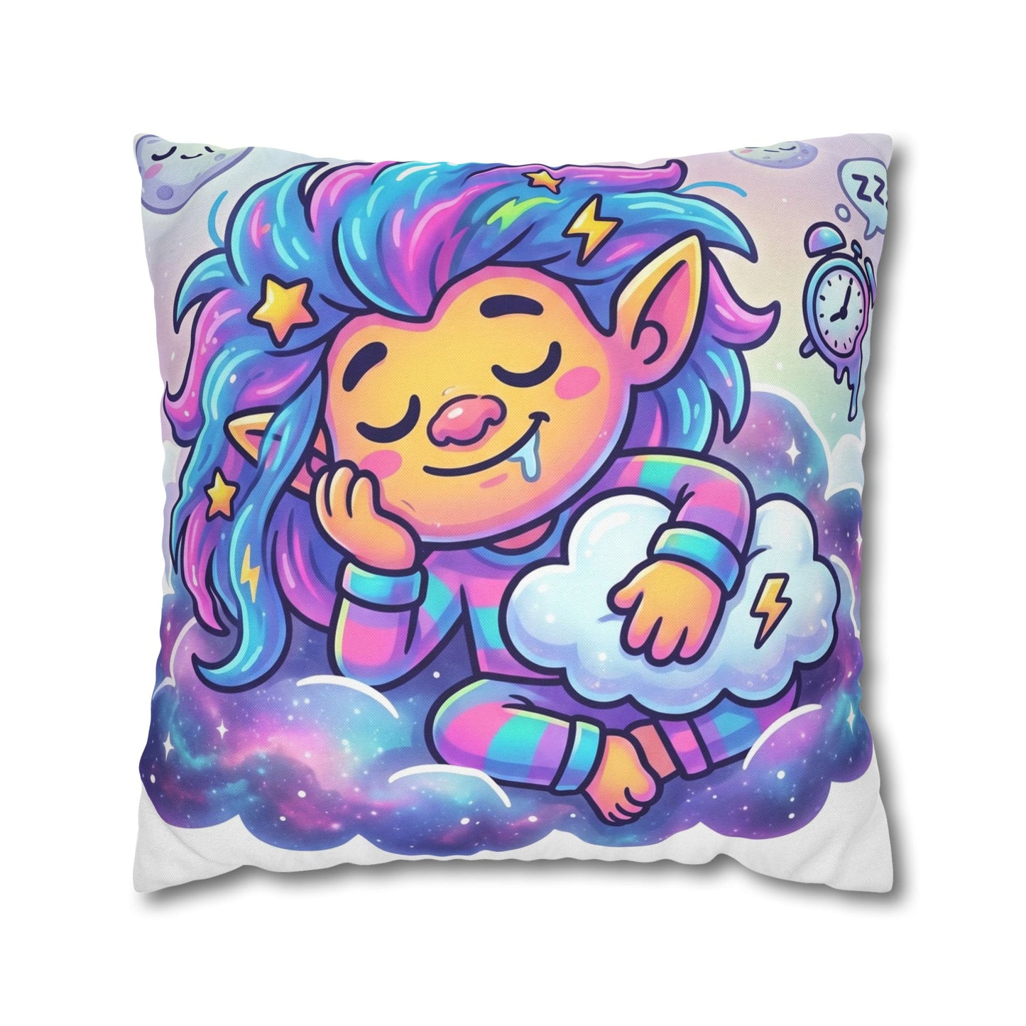Cute Dreamer Throw Pillow — Colorful Sleeping Design