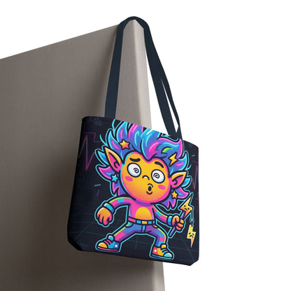 Neon Electric Tote Bag - Colorful Cartoon AOP Shoulder Bag