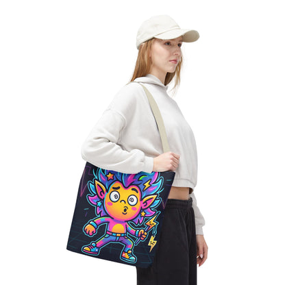 Neon Electric Tote Bag - Colorful Cartoon AOP Shoulder Bag
