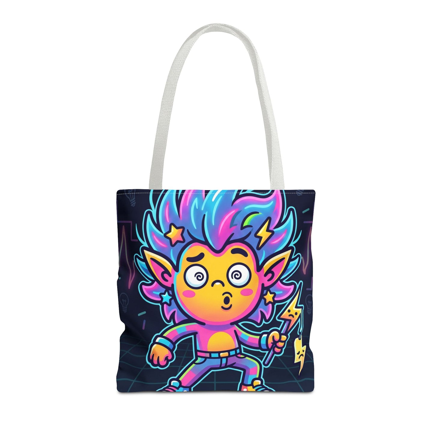 Neon Electric Tote Bag - Colorful Cartoon AOP Shoulder Bag