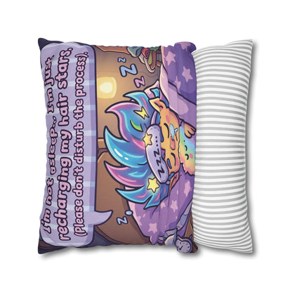 Star-Hair Sleeping Pillowcase — "Recharging My Hair Stars" Decorative Throw Pillow