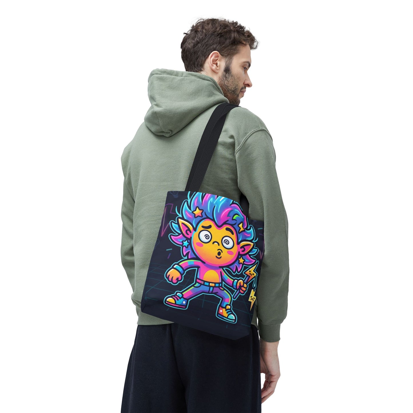 Neon Electric Tote Bag - Colorful Cartoon AOP Shoulder Bag
