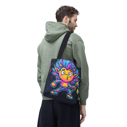 Neon Electric Tote Bag - Colorful Cartoon AOP Shoulder Bag
