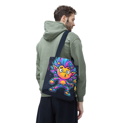 Neon Electric Tote Bag - Colorful Cartoon AOP Shoulder Bag
