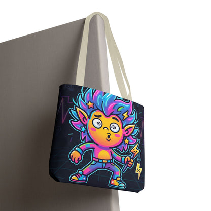 Neon Electric Tote Bag - Colorful Cartoon AOP Shoulder Bag